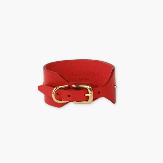 Collier lévrier pour chien en cuir tanné - Rouge - Indomito