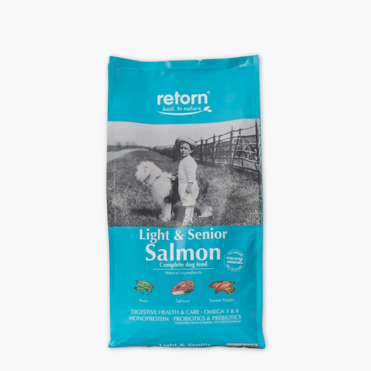 Nourriture naturelle sèche au saumon Light & Senior pour chien