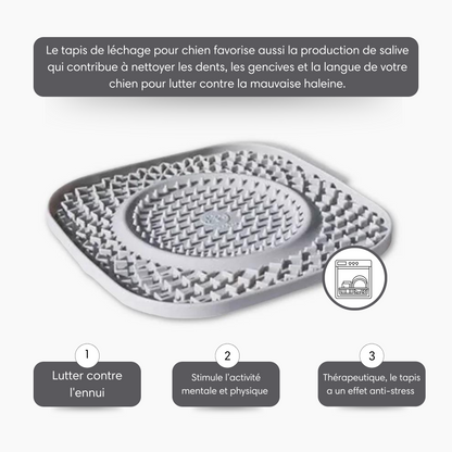 Tapis de léchage pour chien et chat antidérapant en silicone - Gris