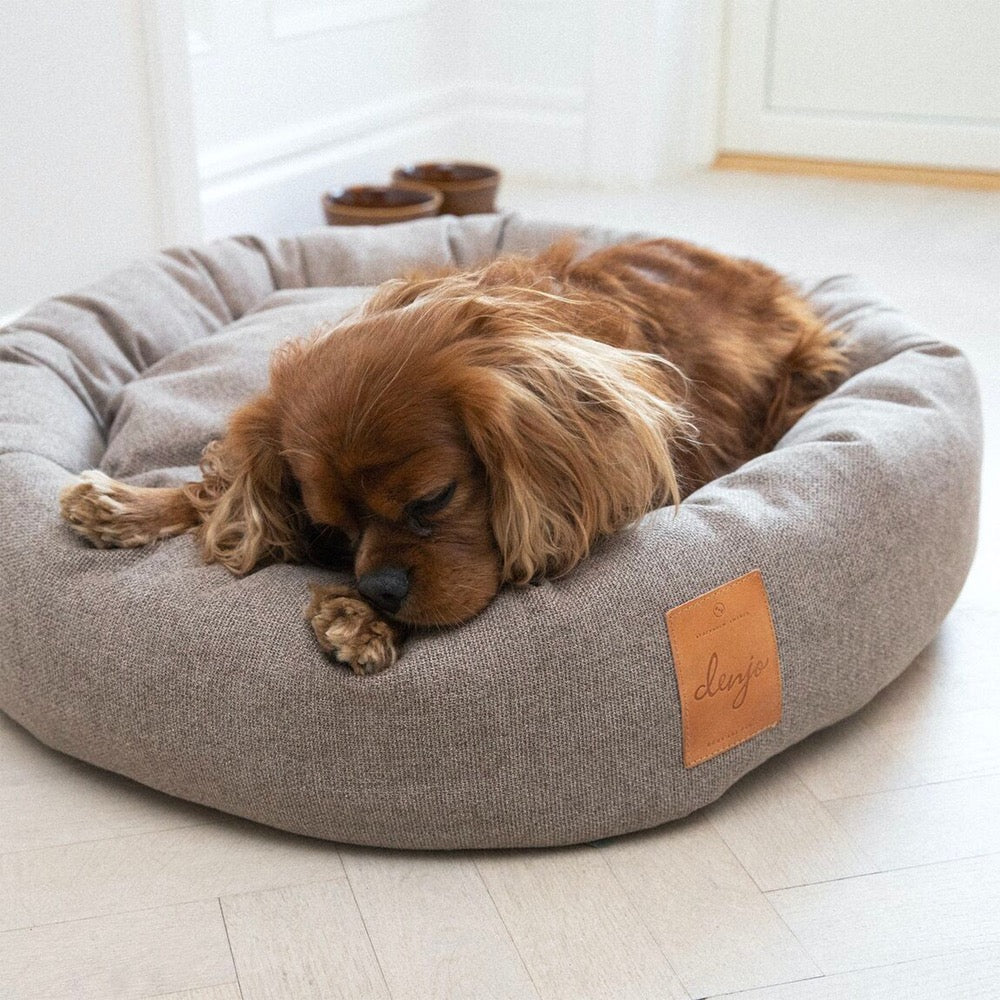 Lit pour chien rond Donut Déhoussable - Taupe - Denjo Dogs