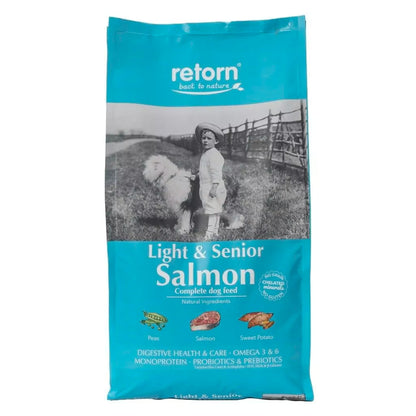 Nourriture naturelle sèche au saumon Light & Senior pour chien