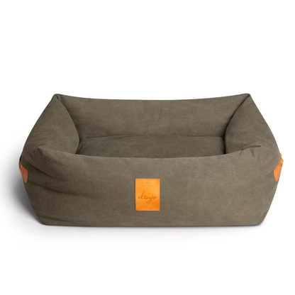 Lit rectangulaire pour chien Housse 100% déhoussable - Kaki - Denjo Dogs